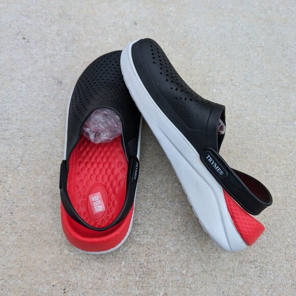 Unisex Classic Clogs Sandals with Back Strap Water Friendly Slipper(Red/Neon) - Picture 14 of 15